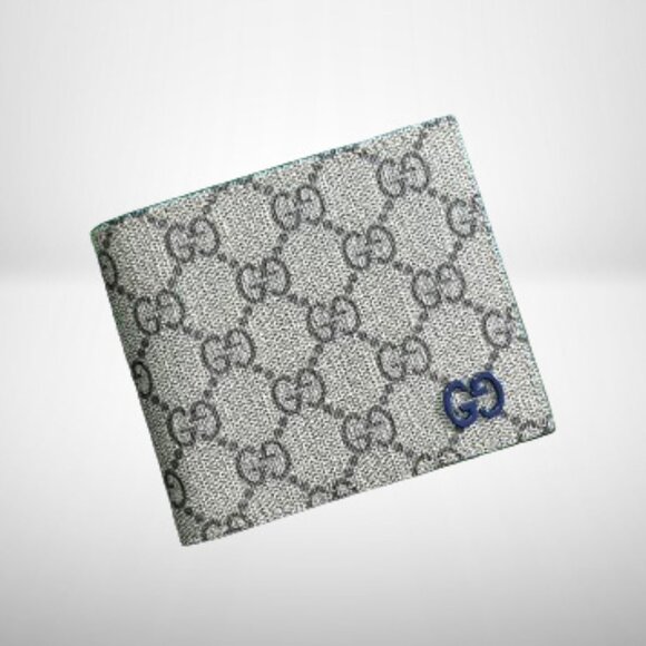 GUCCI BLUE GG LOGO AND INTERIOR BI-FOLD WALLET - Picture 1 of 5